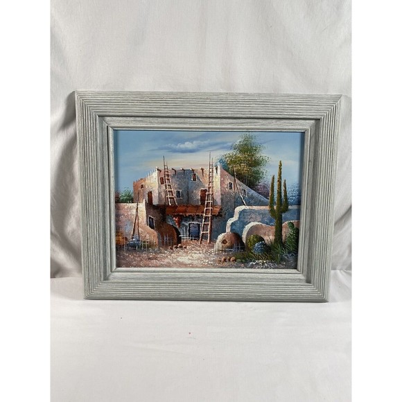 Vintage W. Zeller Southwestern Desert Oil Painting Art Signed Framed 12”*16” #31